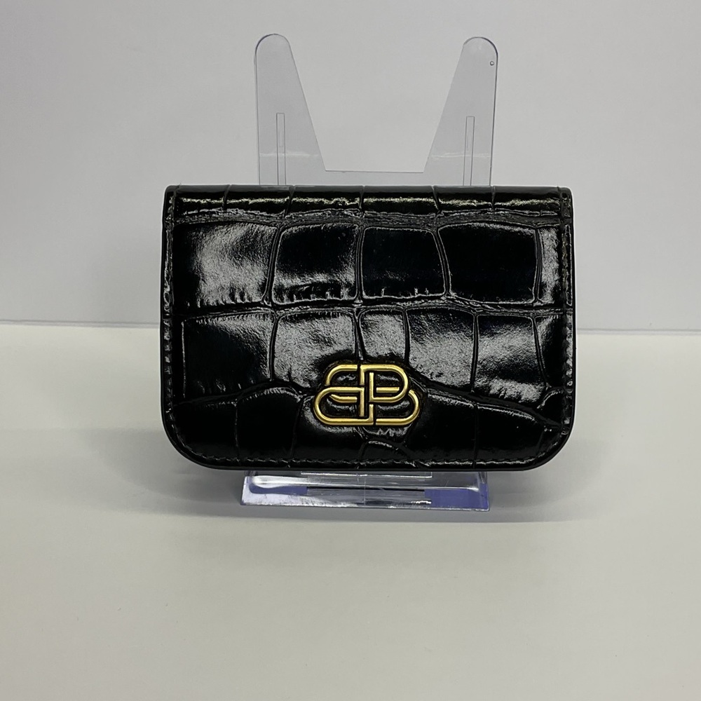 Balenciaga Compact, Black Leather Wallet Authentic - EUC